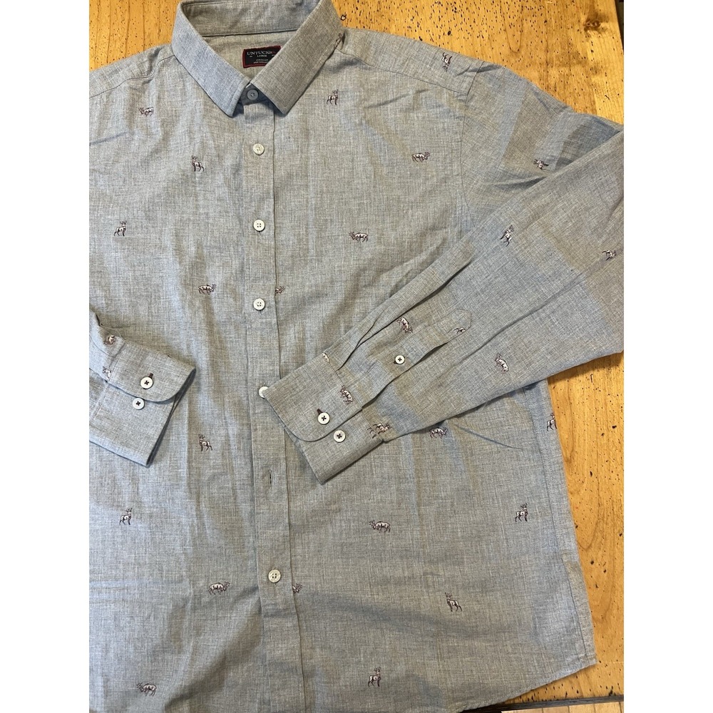 Untuckit Mens Shirt Large Pastora Long Sleeve Button Down Deer print hunting - Picture 4 of 10